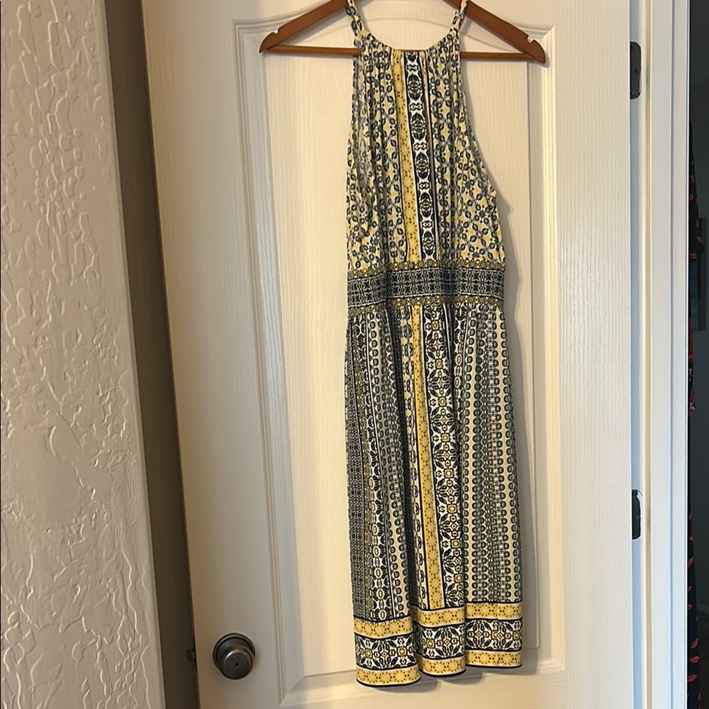 London Times Yellow and Blue Halter Sundress